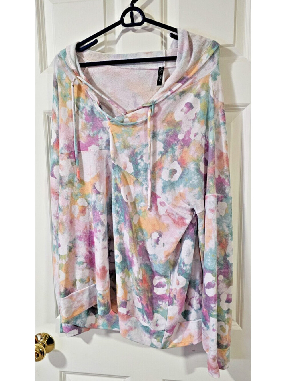 glitzy girlz multi colour striped long sleeve crew neck pullover top-Size XL